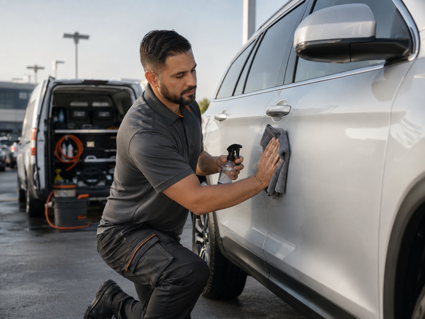 WYR Detail caring for a vehicle at work